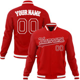 Custom Red & White Solid Color Varsity Jacket