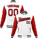 Custom White & Red Solid Color Varsity Jacket