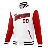 Custom White & Red Solid Color Varsity Jacket JA01240607WX581