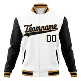 Custom White & Black Solid Color Varsity Jacket JA01240607WX582