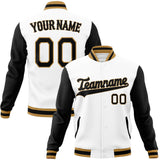 Custom White & Black Solid Color Varsity Jacket