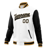 Custom White & Black Solid Color Varsity Jacket JA01240607WX582