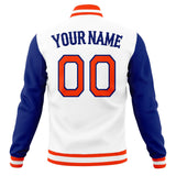 Custom White & Royal Solid Color Varsity Jacket JA01240607WX583