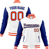 Custom White & Royal Solid Color Varsity Jacket