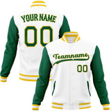 Custom White & Kelly-Green Solid Color Varsity Jacket