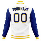 Custom White & Royal Solid Color Varsity Jacket JA01240607WX585