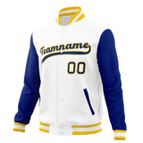 Custom White & Royal Solid Color Varsity Jacket JA01240607WX585