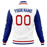 Custom White & Royal Solid Color Varsity Jacket JA01240607WX586