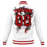 Custom White & Red 3D Pattern Skull Varsity Jacket JA01240607WX587