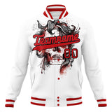 Custom White & Red 3D Pattern Skull Varsity Jacket JA01240607WX587