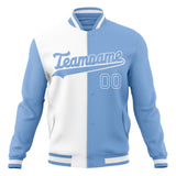 Custom White & Light-Blue Split Varsity Jacket JA01240607WX588