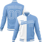 Custom White & Light-Blue Split Varsity Jacket JA01240607WX588