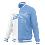 Custom White & Light-Blue Split Varsity Jacket JA01240607WX588