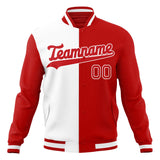 Custom White & Red Split Varsity Jacket JA01240607WX589