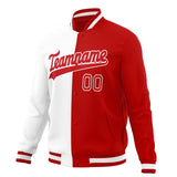 Custom White & Red Split Varsity Jacket JA01240607WX589