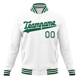 Custom White & Kelly-Green Solid Color Varsity Jacket JA01240607WX593