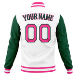 Custom White & Kelly-Green Solid Color Varsity Jacket JA01240607WX594