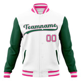 Custom White & Kelly-Green Solid Color Varsity Jacket JA01240607WX594