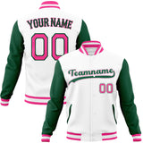 Custom White & Kelly-Green Solid Color Varsity Jacket