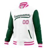 Custom White & Kelly-Green Solid Color Varsity Jacket JA01240607WX594