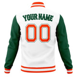 Custom White & Kelly-Green Solid Color Varsity Jacket JA01240607WX595