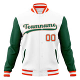 Custom White & Kelly-Green Solid Color Varsity Jacket JA01240607WX595