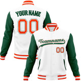 Custom White & Kelly-Green Solid Color Varsity Jacket JA01240607WX595