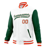 Custom White & Kelly-Green Solid Color Varsity Jacket JA01240607WX595