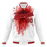 Custom White & Red 3D Pattern Design Varsity Jacket JA01240607WX597