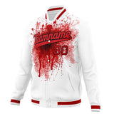 Custom White & Red 3D Pattern Design Varsity Jacket JA01240607WX597