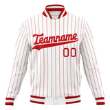 Custom White & Red Red Pinstripe Varsity Jacket JA01240607WX598