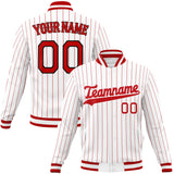 Custom White & Red Red Pinstripe Varsity Jacket JA01240607WX598