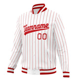 Custom White & Red Red Pinstripe Varsity Jacket JA01240607WX598