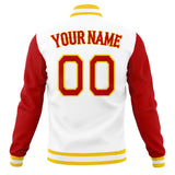 Custom White & Red Solid Color Varsity Jacket JA01240607WX600