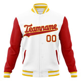 Custom White & Red Solid Color Varsity Jacket JA01240607WX600