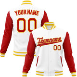 Custom White & Red Solid Color Varsity Jacket JA01240607WX600