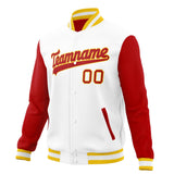 Custom White & Red Solid Color Varsity Jacket JA01240607WX600