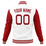 Custom White & Red Solid Color Varsity Jacket JA01240607WX602