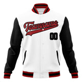 Custom White & Black Solid Color Varsity Jacket JA01240607WX603