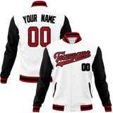 Custom White & Black Solid Color Varsity Jacket