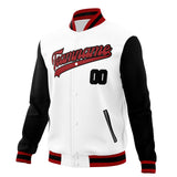 Custom White & Black Solid Color Varsity Jacket JA01240607WX603