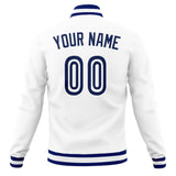 Custom White & Navy Solid Color Varsity Jacket JA01240607WX606