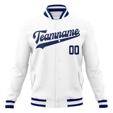 Custom White & Navy Solid Color Varsity Jacket JA01240607WX606