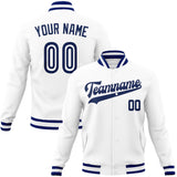 Custom White & Navy Solid Color Varsity Jacket