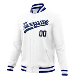 Custom White & Navy Solid Color Varsity Jacket JA01240607WX606