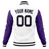 Custom White & Purple Solid Color Varsity Jacket JA01240607WX608