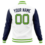 Custom White & Navy Solid Color Varsity Jacket JA01240607WX609