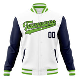 Custom White & Navy Solid Color Varsity Jacket JA01240607WX609