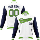 Custom White & Navy Solid Color Varsity Jacket JA01240607WX609