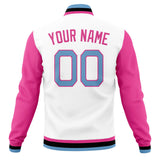 Custom White & Pink Solid Color Varsity Jacket JA01240607WX610